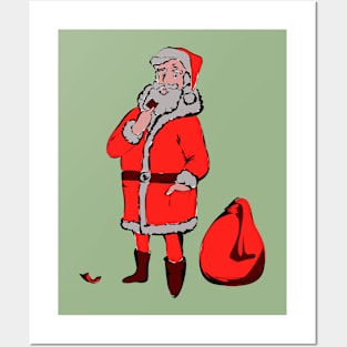 Santa Claus eats sweets Posters and Art